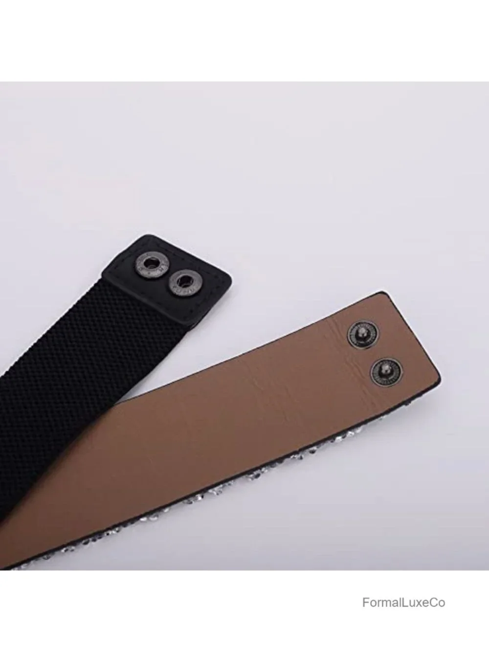Rhinestone Pu Leather Stretchy Cinch Belt - Sparkly Crystal Waist Belt for
